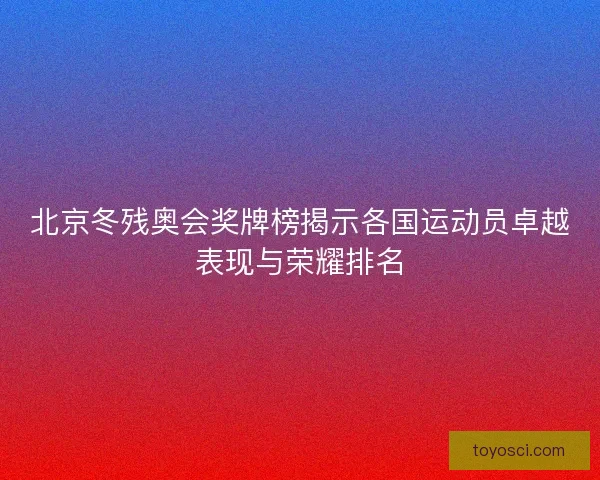 北京冬残奥会奖牌榜揭示各国运动员卓越表现与荣耀排名