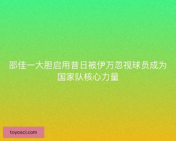 邵佳一大胆启用昔日被伊万忽视球员成为国家队核心力量